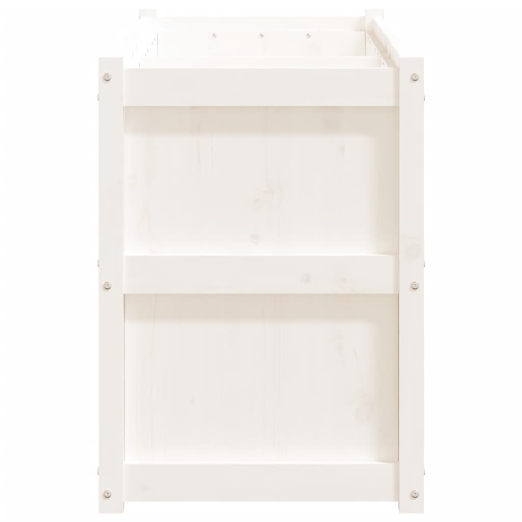 Jardinera De Madera Maciza De Pino Blanca 150x50x70 Cm_5