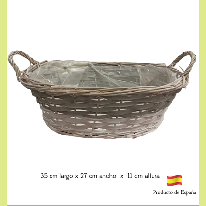 Cesta De Mimbre Gris Y Blanca 35 X 27 X 11 Cm_1