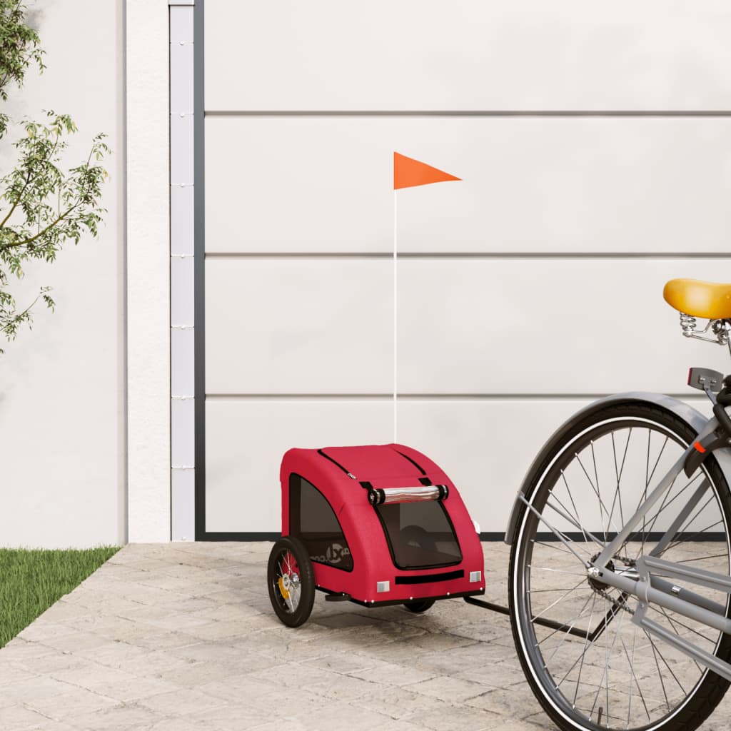 Remolque De Bicicleta Mascotas Hierro Tela Oxford Rojo_1