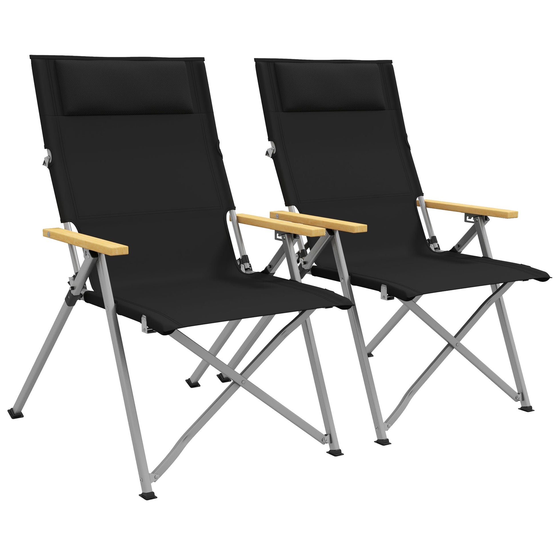 Outsunny 2 Sillas De Camping Plegables De Aluminio 74x59,5x98 Cm Negro_0