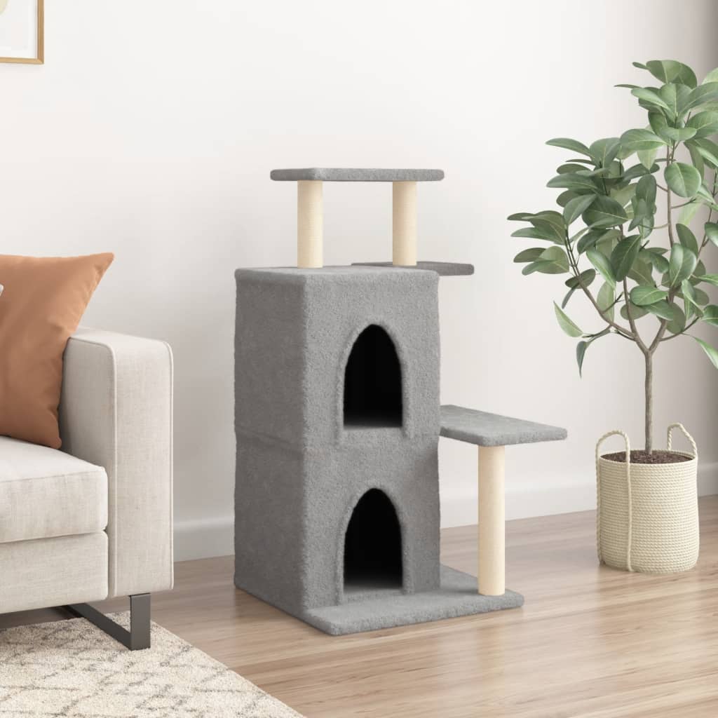 Rascador Para Gatos Con Postes De Sisal Gris Claro 97 Cm_2