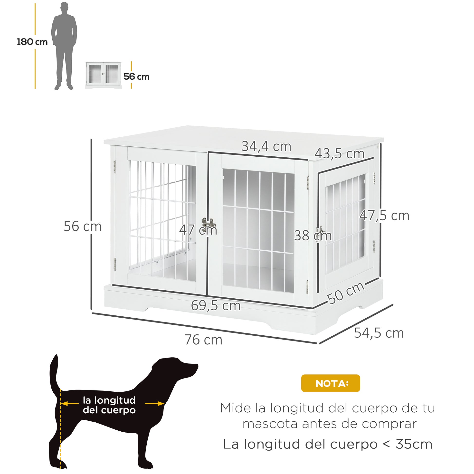 Pawhut Jaula Para Perros De Madera 76x54,5x56 Cm Superficie De Mesa_2