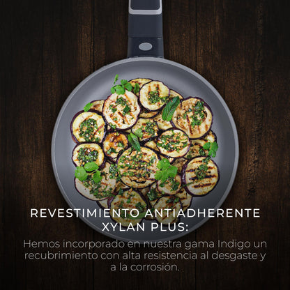 Batería de Cocina 17 Pzs Índigo Aluminio Fundido con Sartenes, Wok, Parrilla y Tapas_2