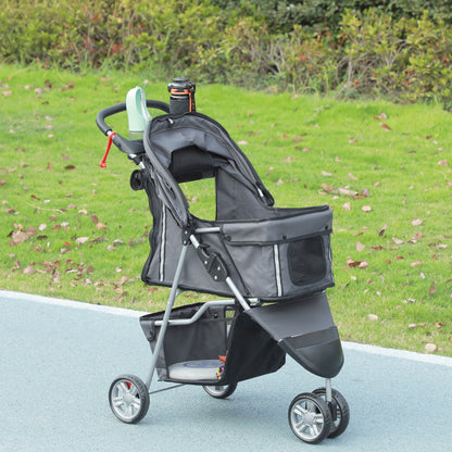 Pawhut Cochecito Para Perros Plegable Con Cesta De Almacenaje 75x45x97 Cm Gris_1