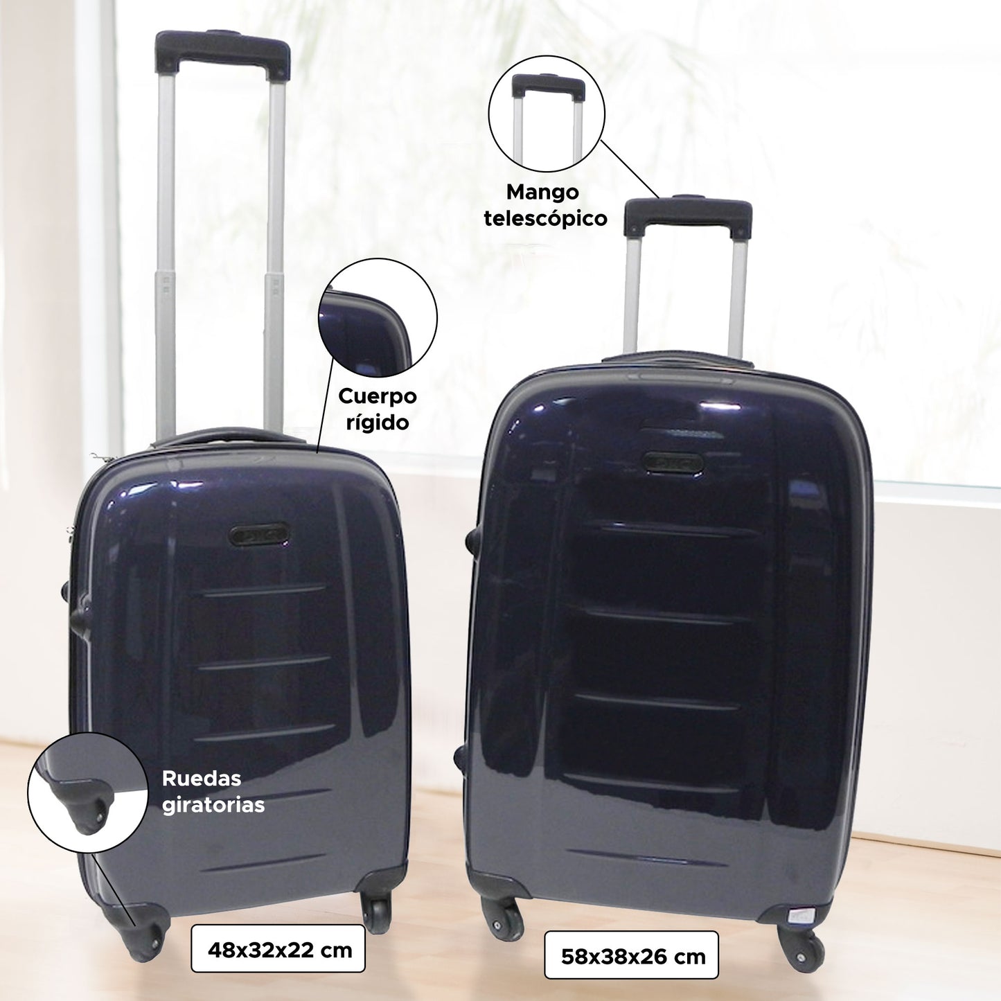 Set De 2 Maletas Trolleys Con Funda Protectora'fluor'_1