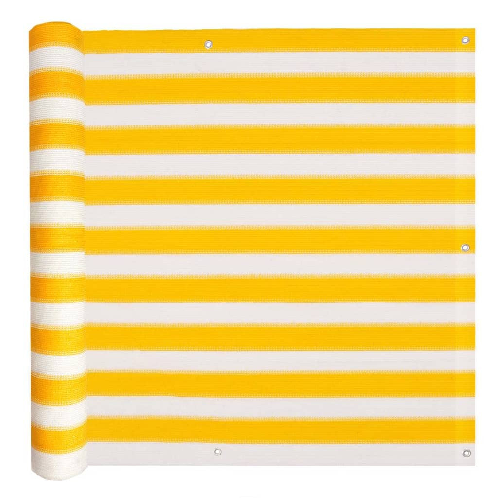 Vidaxl Toldo Para Balcón Hdpe 75x600 Cm Amarillo Y Blanco_0