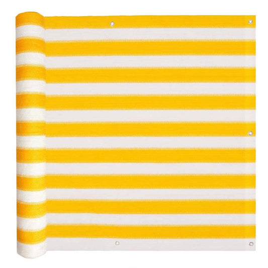 Vidaxl Toldo Para Balcón Hdpe 75x600 Cm Amarillo Y Blanco_0