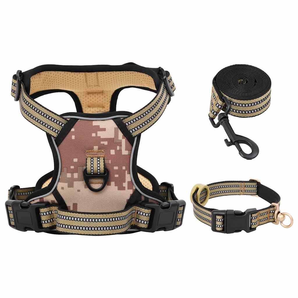 Arnés Para Perros Con Correa Y Collar Ajustable Marrón S_3