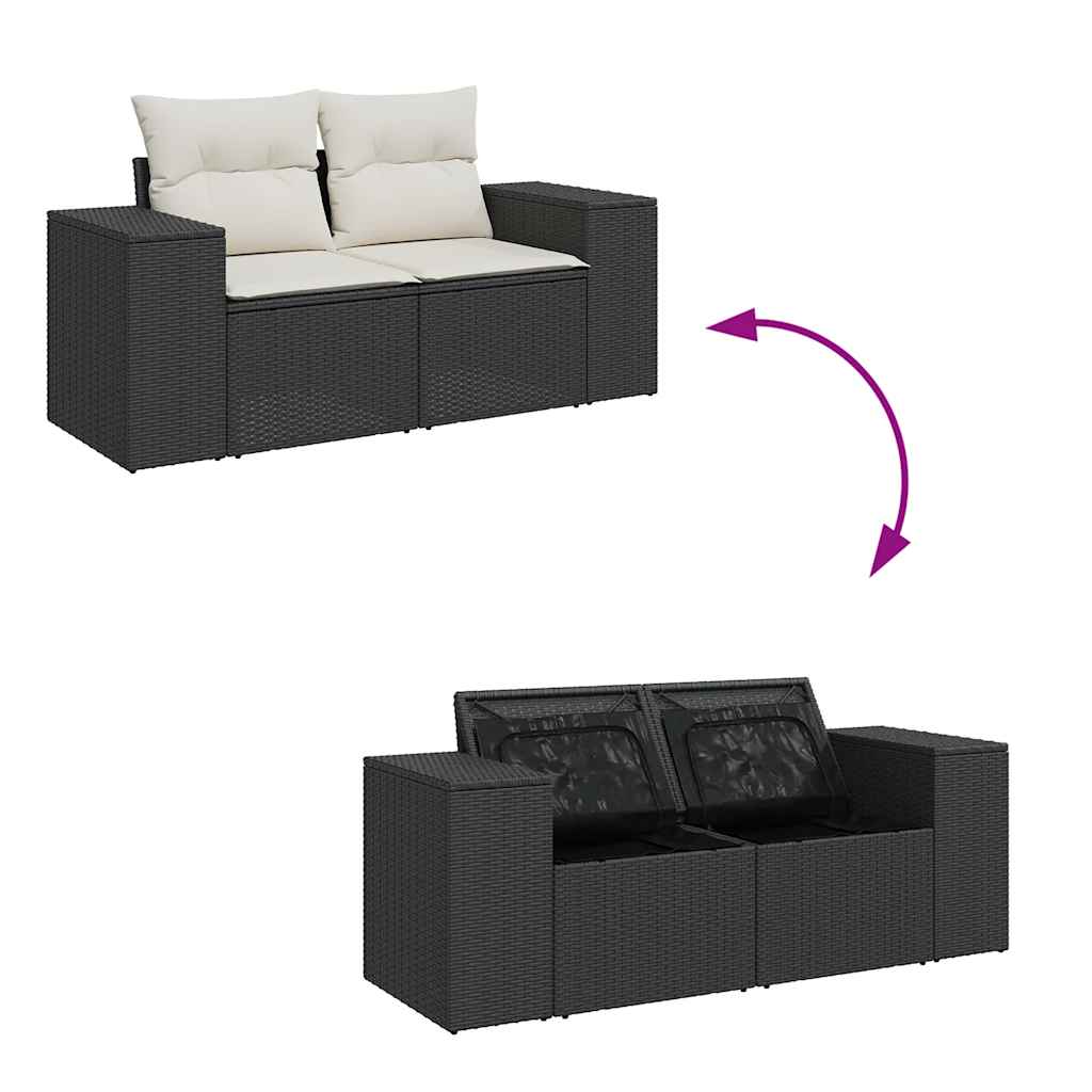 Set De Sofás De Jardín 6 Piezas Y Cojines Ratán Sintético Negro / Vetonek_1