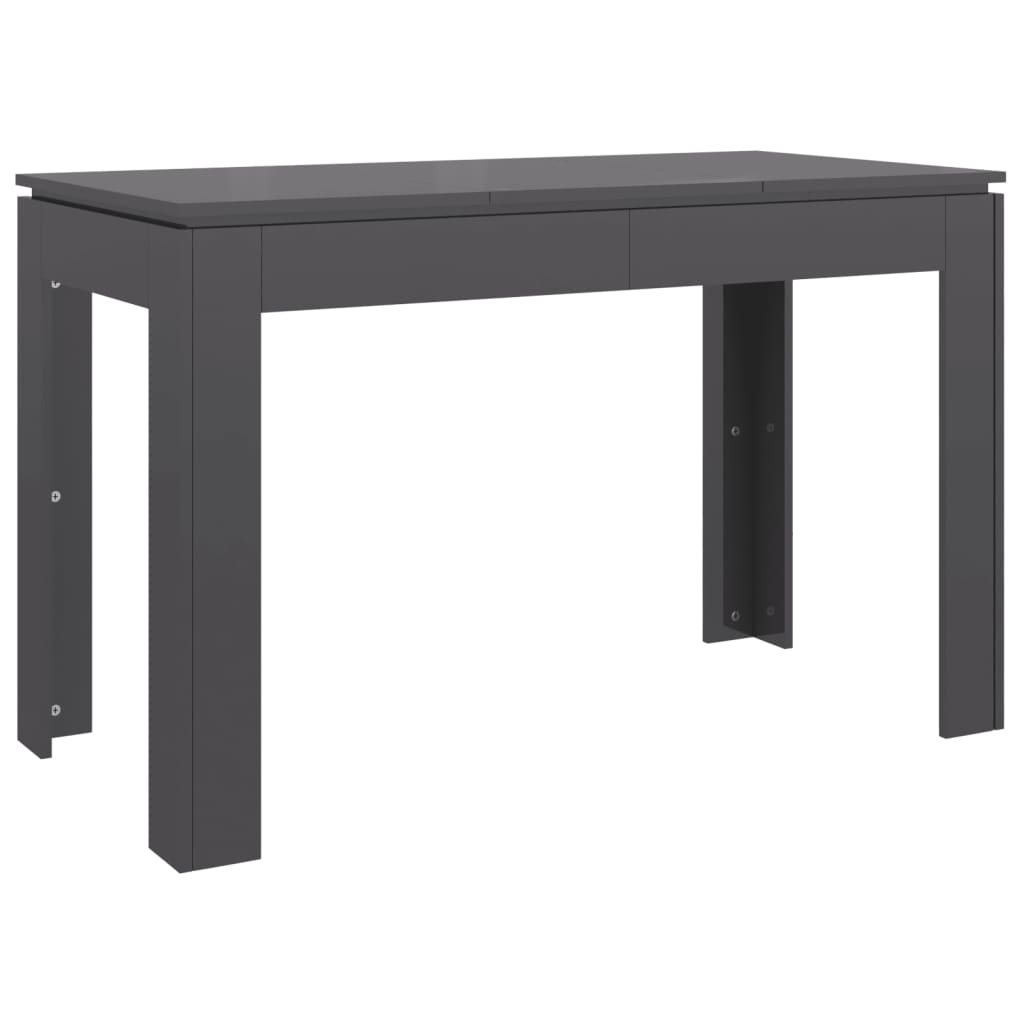 Mesa De Comedor Madera Contrachapada Gris Brillo 120x60x76 Cm_4