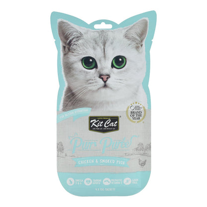 PurrPuree Cat Kit - Frango e Peixe Fumado 60g Snack cremoso para gatos