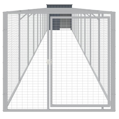 Caseta Perros Con Corral Acero Galvanizado Gris 110x1017x110 Cm_2