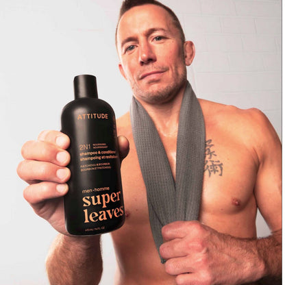 Super leaves Champú y acondicionador 2 en 1 - Pachulí y bourbon, Attitude, 415mL