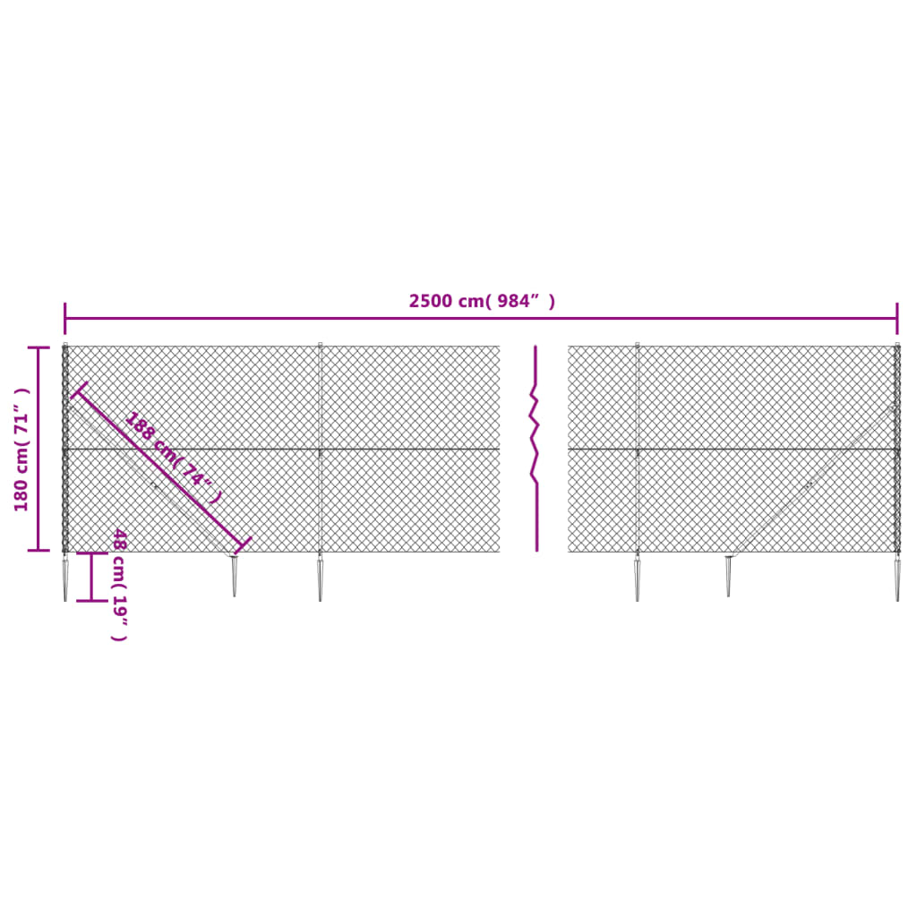 Cerca De Alambre Con Pinchos De Anclaje Plateado 1,8x25 M / Vetonek_0