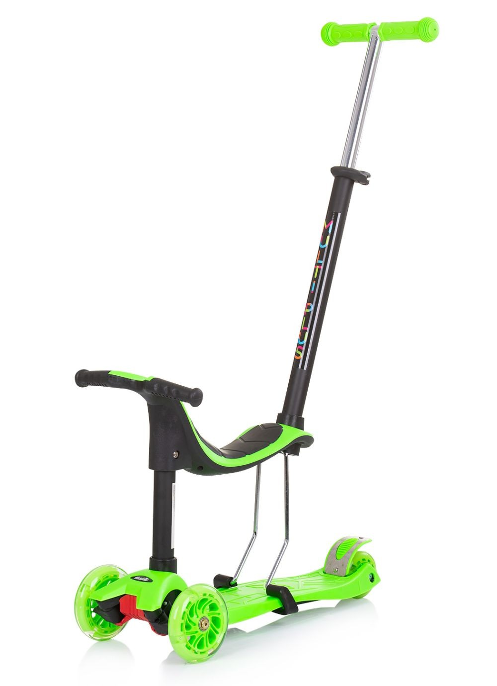 Patinete Infantil 3 En 1 Multi Plus Con Asiento Y Mango Parental Green_0