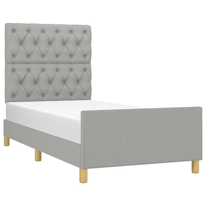 Estructura De Cama Con Cabecero De Tela Gris Claro 80x200 Cm / Vetonek_1