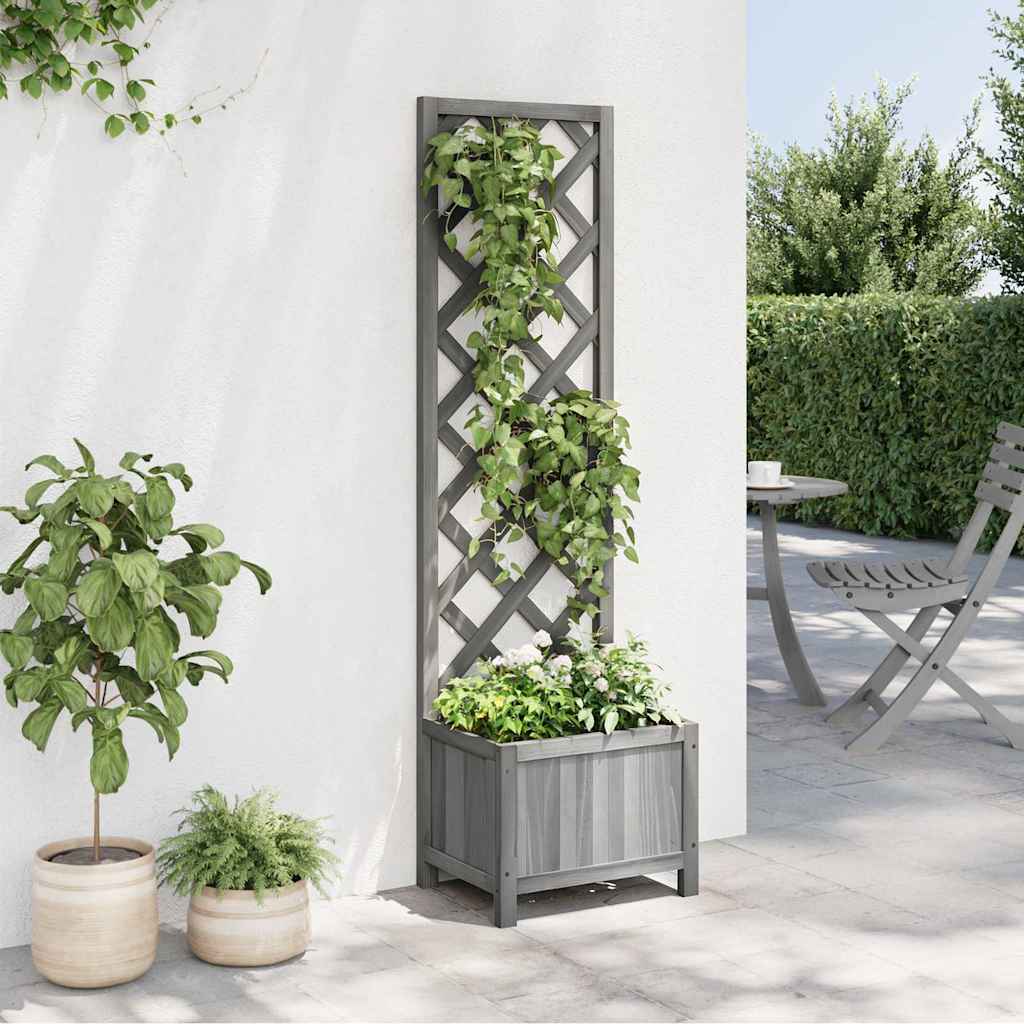 Jardinera Con Enrejado 40x30x135 Cm Madera Maciza De Abeto_2