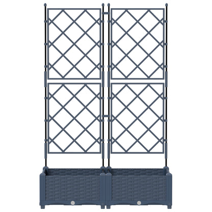 Vidaxl Maceta De Jardín Con Enrejado 2 Pcs Gris 80 X 40 X 125.5 Cm Pp_4