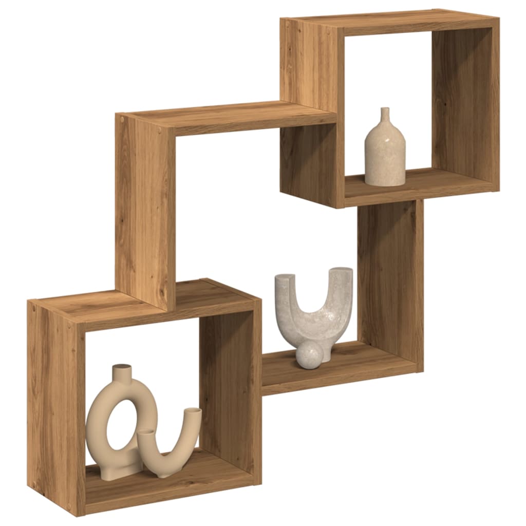 Armario De Pared Madera Ingeniería Roble Artesanal 78x18x71 Cm / Vetonek_0