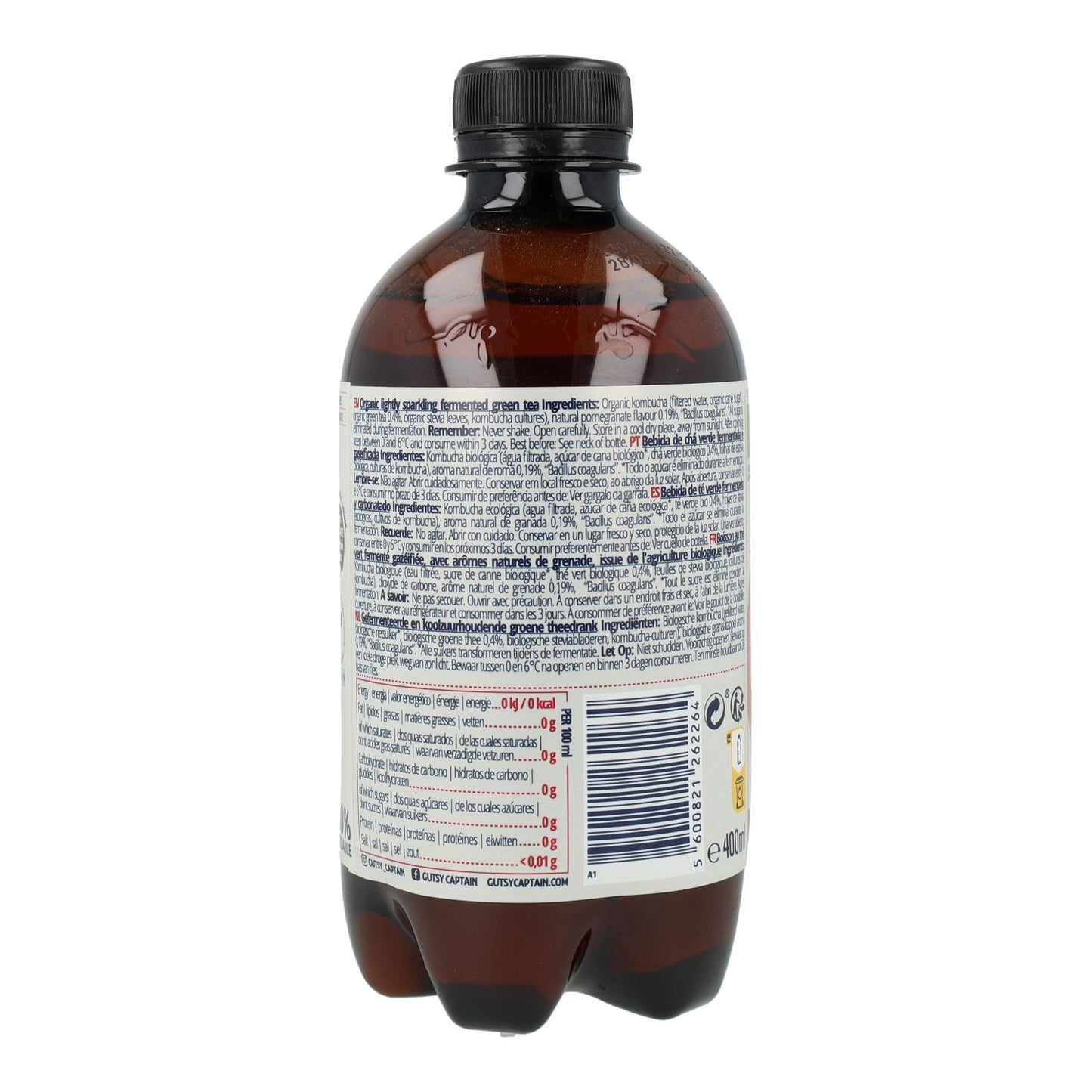 Kombucha Zero Romã BIO Captain Kombucha 400 ml