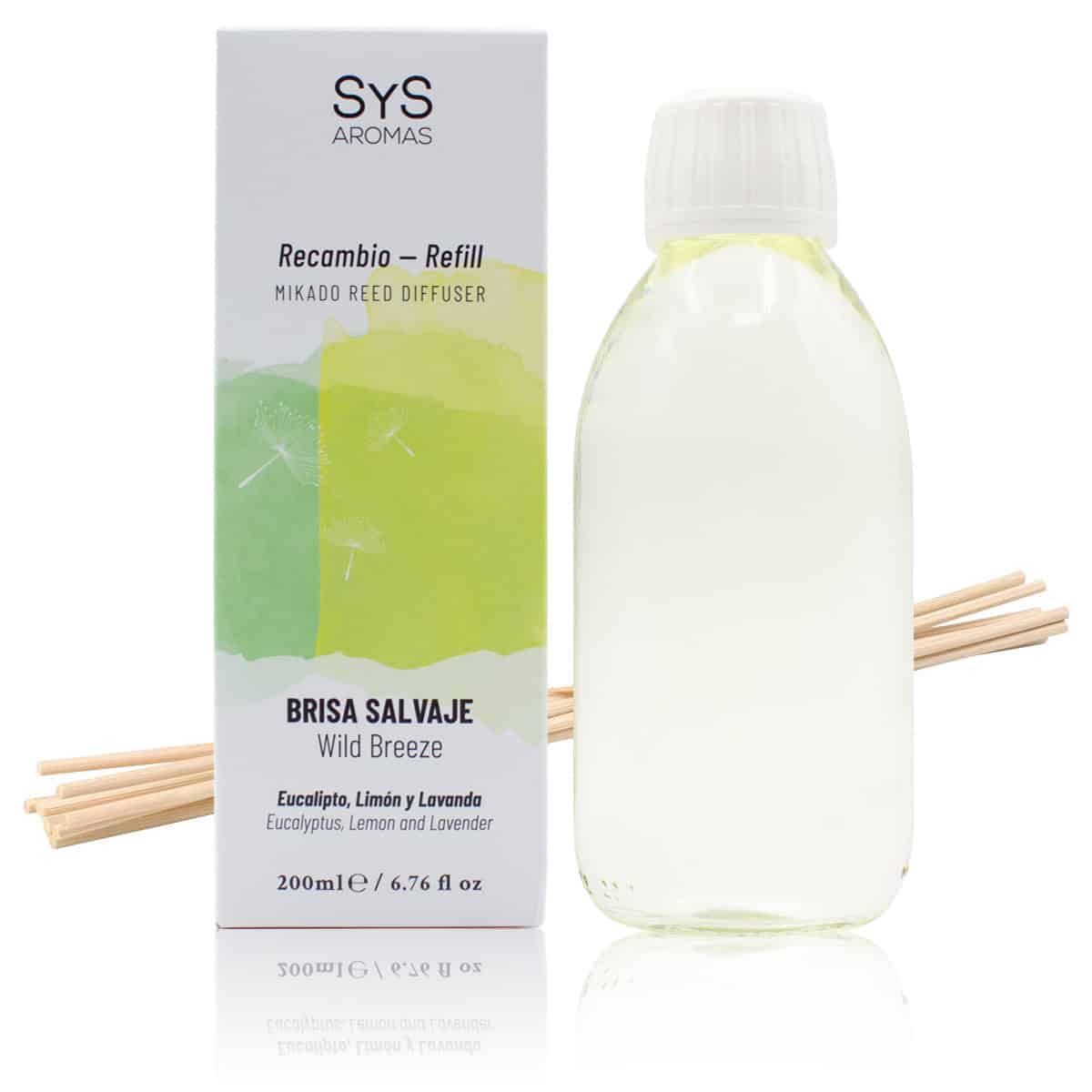 Recambio Mikado Brisa Salvaje 200 ml con Varillas | Aroma Fresco y Natural | Refill Difusor | Larga Duración_0
