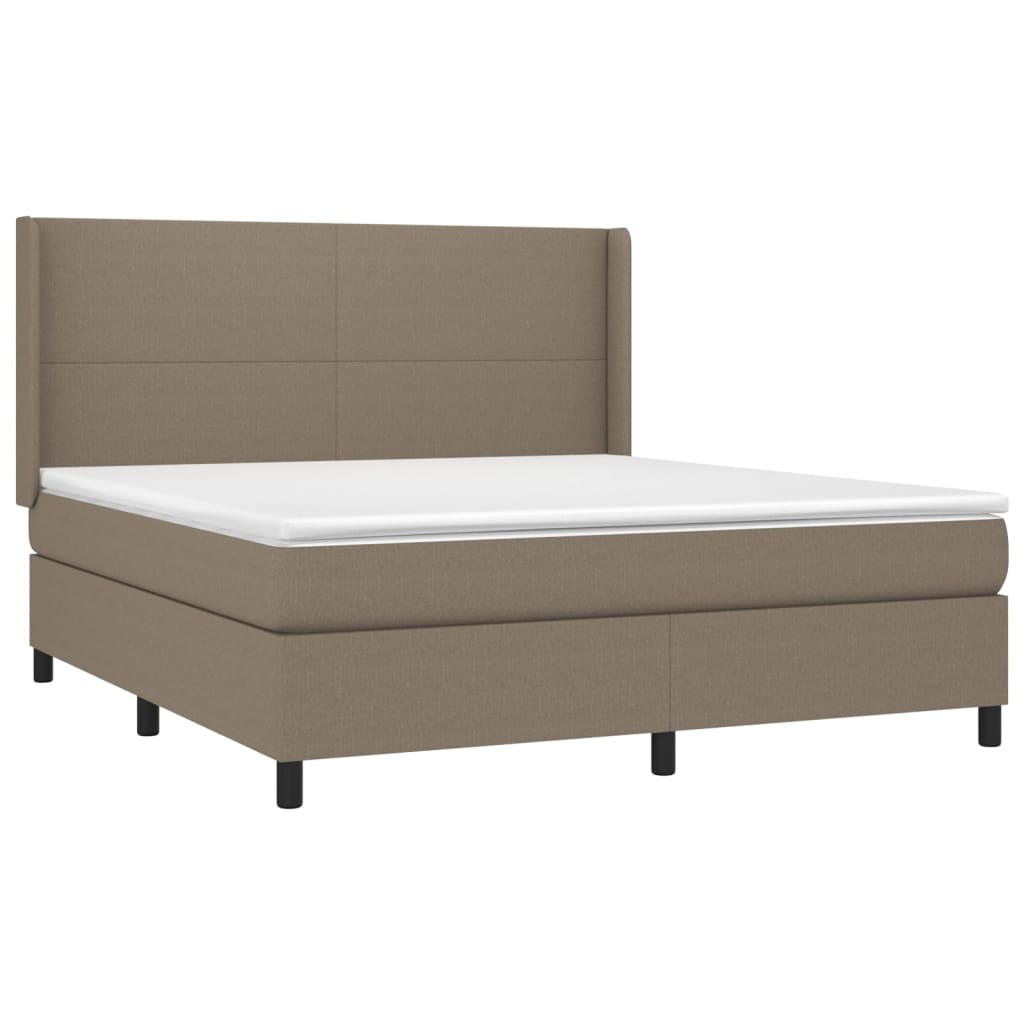 Cama Box Spring Colchón Y Luces Led Tela Gris Taupe 160x200 Cm / Vetonek_2