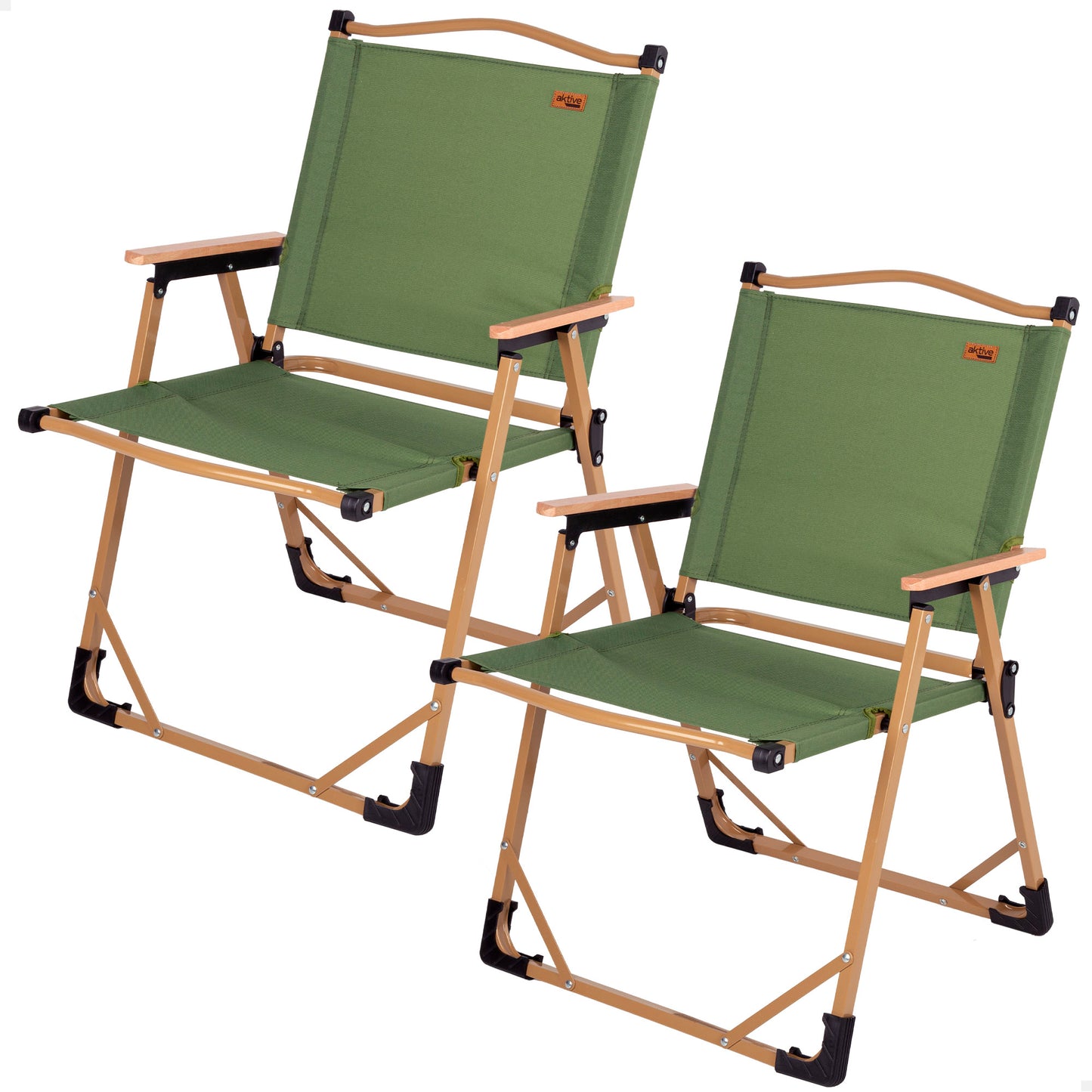 Pack 2 Sillas Plegables Altas Glamping Verde Acero Aktive_0