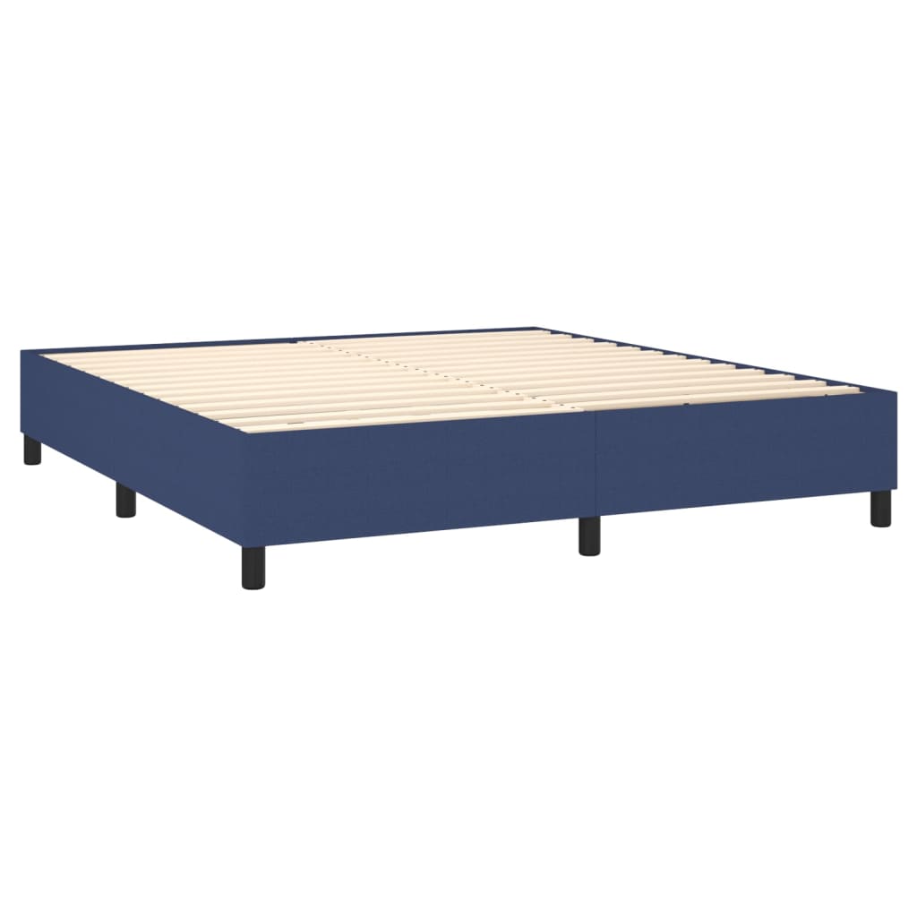 Cama Box Spring Colchón Y Luces Led Tela Azul 180x200 Cm / Vetonek_2