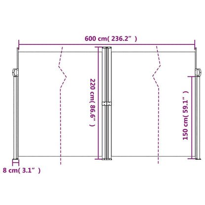 Vidaxl Toldo Lateral Retráctil Blanco 220x600 Cm_2