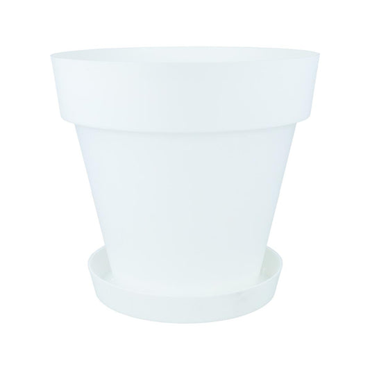 Embalagem de vasos brancos Tes 26 x 24 cm com pires