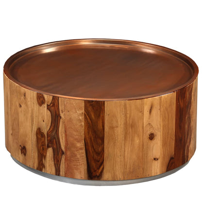 Mesa De Centro De Madera Maciza De Sheesham Y Acero 68 Cm_1