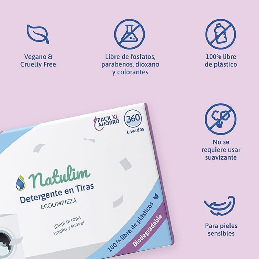 Detergente Tira Natulim Sin Fragancia 360 lavados