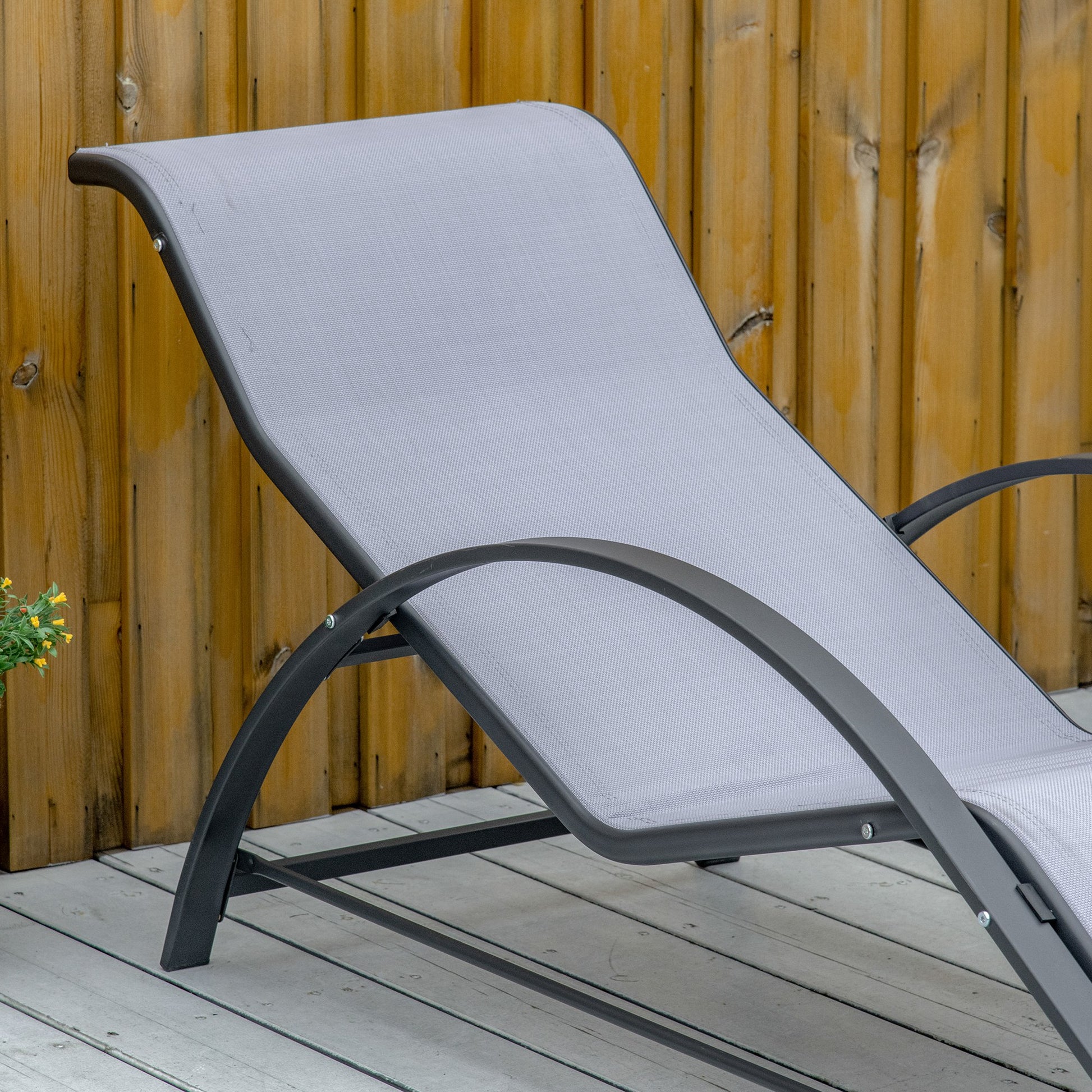Outsunny 2 Tumbonas De Jardín 59x169x66 Cm Con Mesa De Café 41x41x45 Cm Gris_4