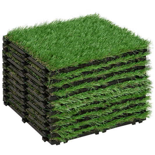 Outsunny Césped Artificial 30x30cm 10 Piezas Alfombra Estera De Hierba Sintética_0