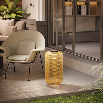 Outsunny Linterna De Jardín De Ratán Sintético Con Luces Led Ø30x55 Cm Natural_4