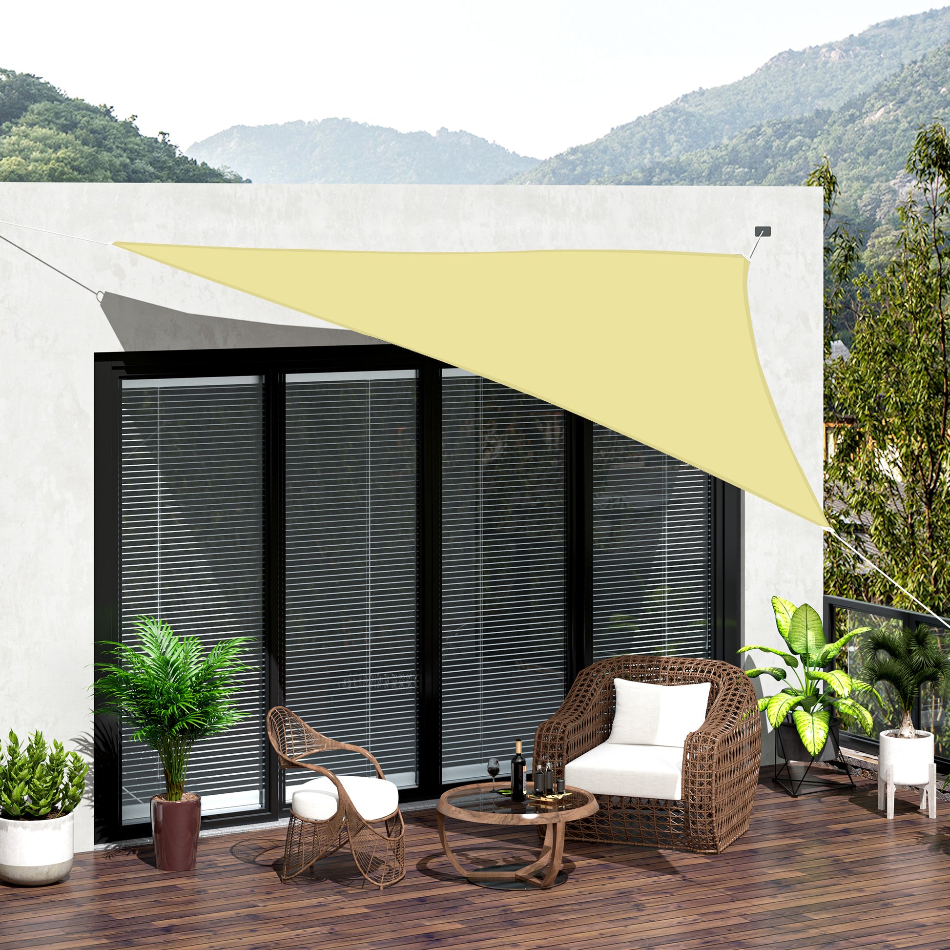Outsunny Toldo Vela Sombrilla Parasol Triangulo Tejido De Poliester 160g/m2_1