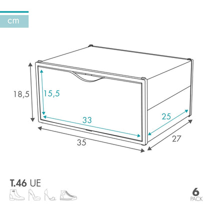 Pack 6 Cajas Zapatos Plástico Apilables Y Antivuelco Max Home_3