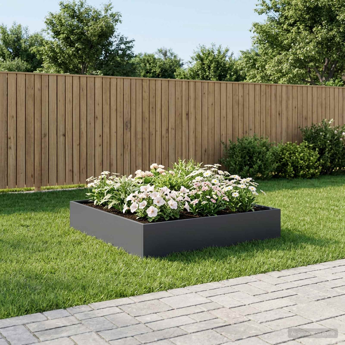 Macetero De Jardín Gris Antracita 80 X 80 X 20 Cm_1