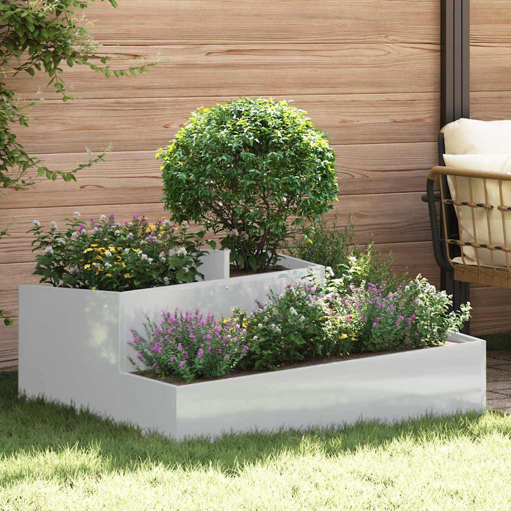 Macetero De Jardín Plateado 100 X 100 X 50 Cm Acero Galvanizado_1