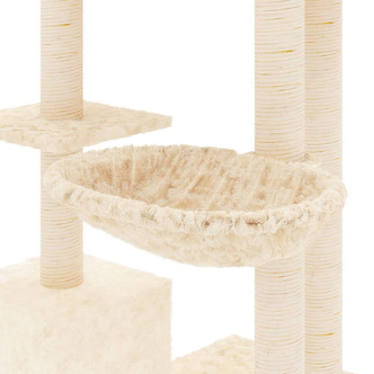 Rascador Para Gatos Con Postes De Sisal Color Crema 142 Cm_5