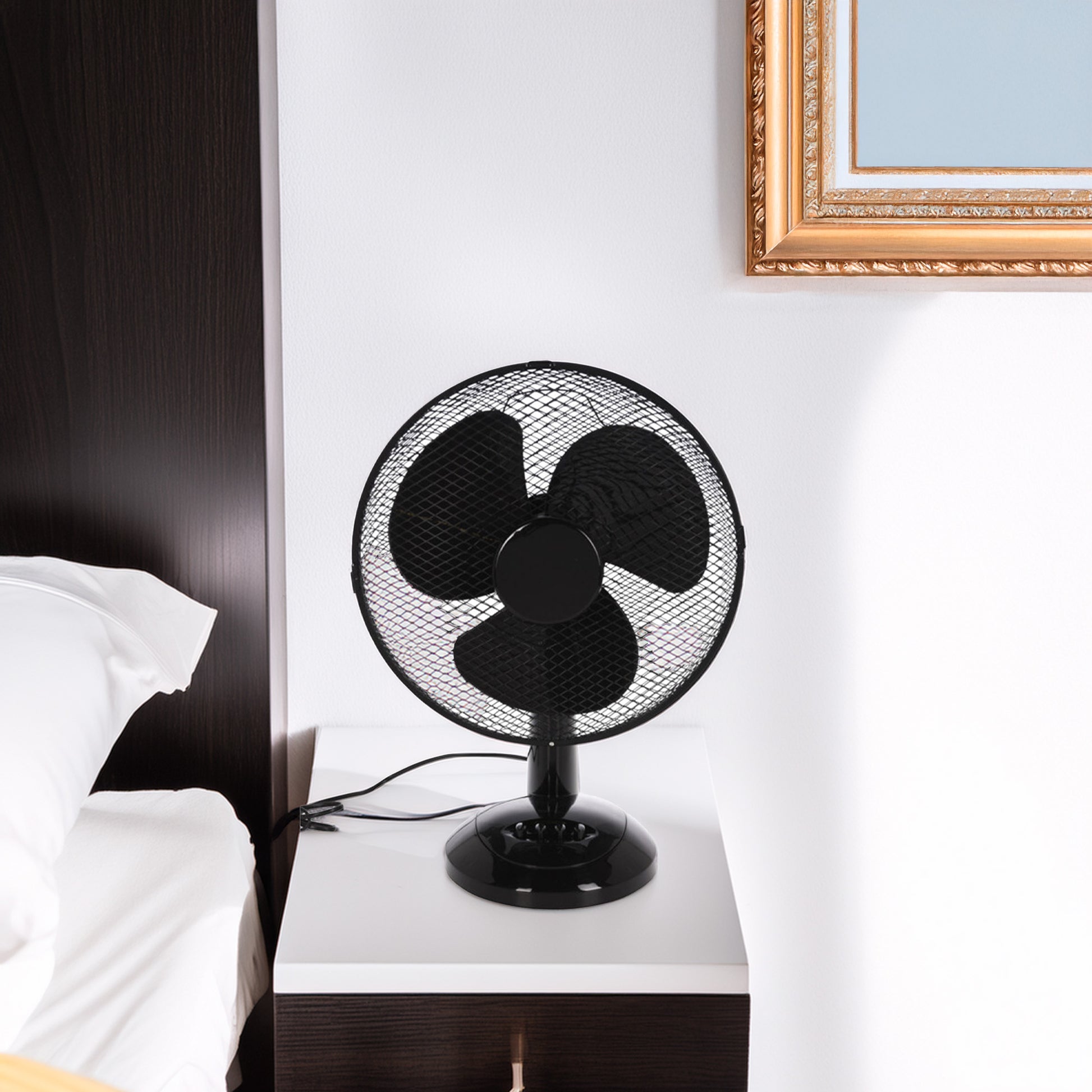 Well Home Ventilador De Mesa De 34x21x50cm Con Cabezal Ajustable Y 3 Velocidades - Color Negro_2