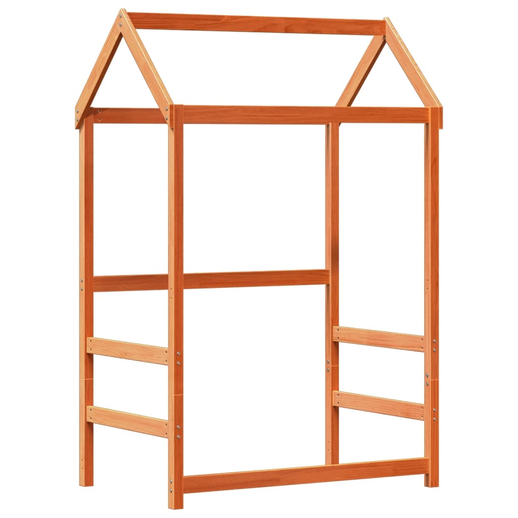 Set De Cama Y Banco Con Techo Madera De Pino Marrón 90x190 Cm_3