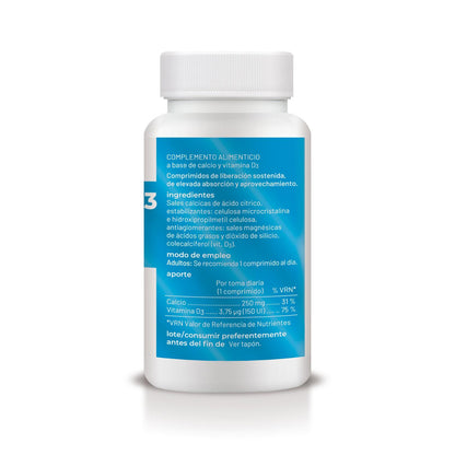 Cálcio com Vitamina D3 de libertação prolongada, Soria Natural, 60 comprimidos