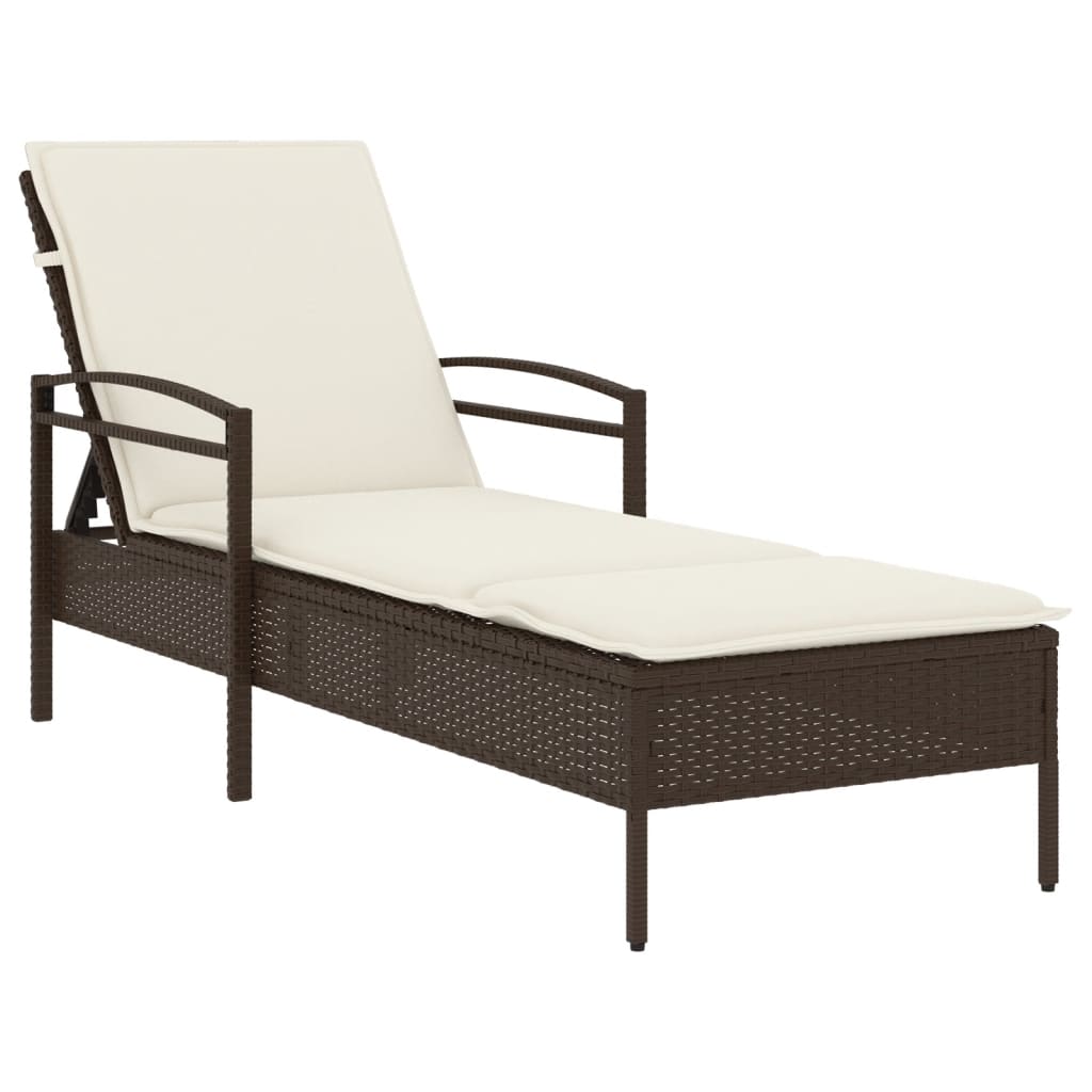 Tumbona Con Cojín Ratán Sintético Marrón 63x200x81 Cm / Vetonek_3