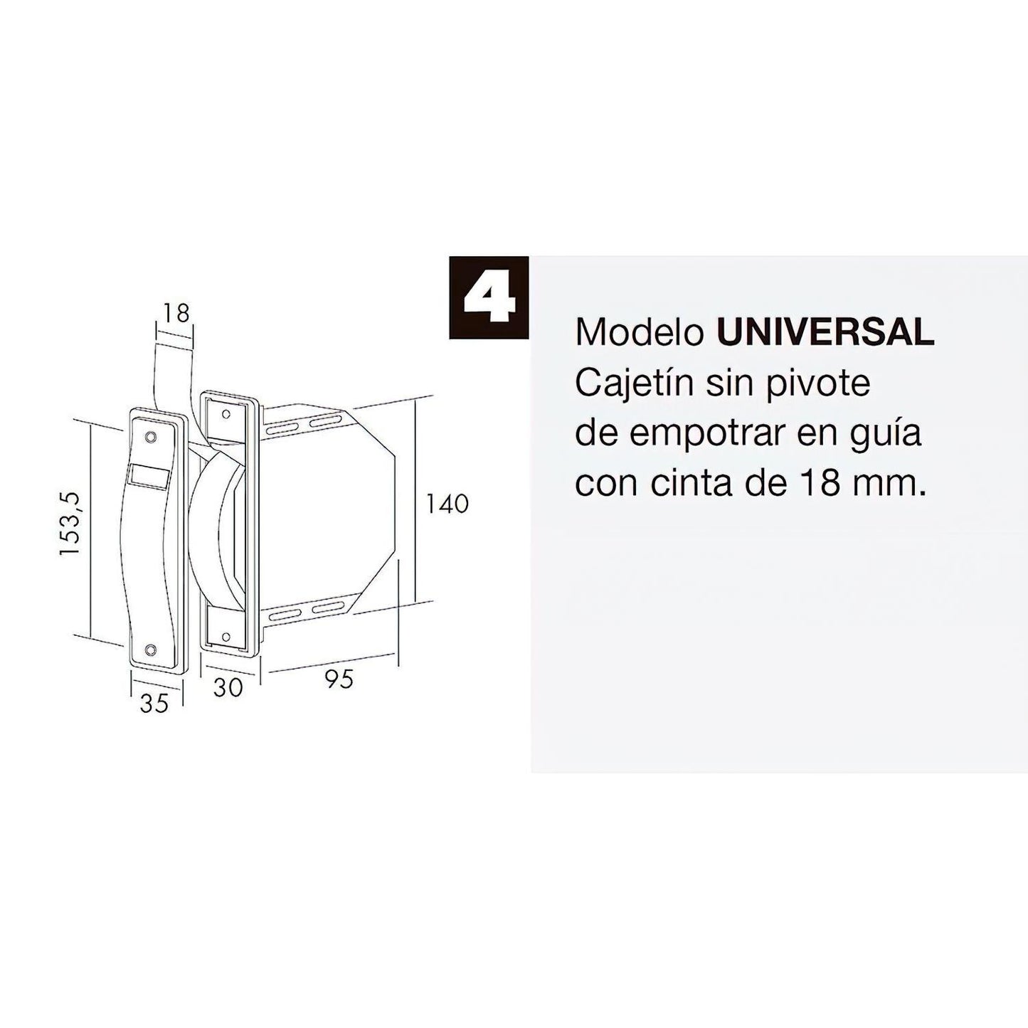 Recogedor Persiana Mini Blanco Cinta 18 Mm. Empotrar Sin Pivotes_2