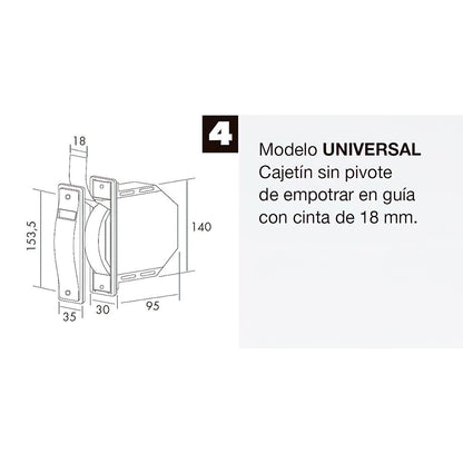 Recogedor Persiana Mini Blanco Cinta 18 Mm. Empotrar Sin Pivotes_3