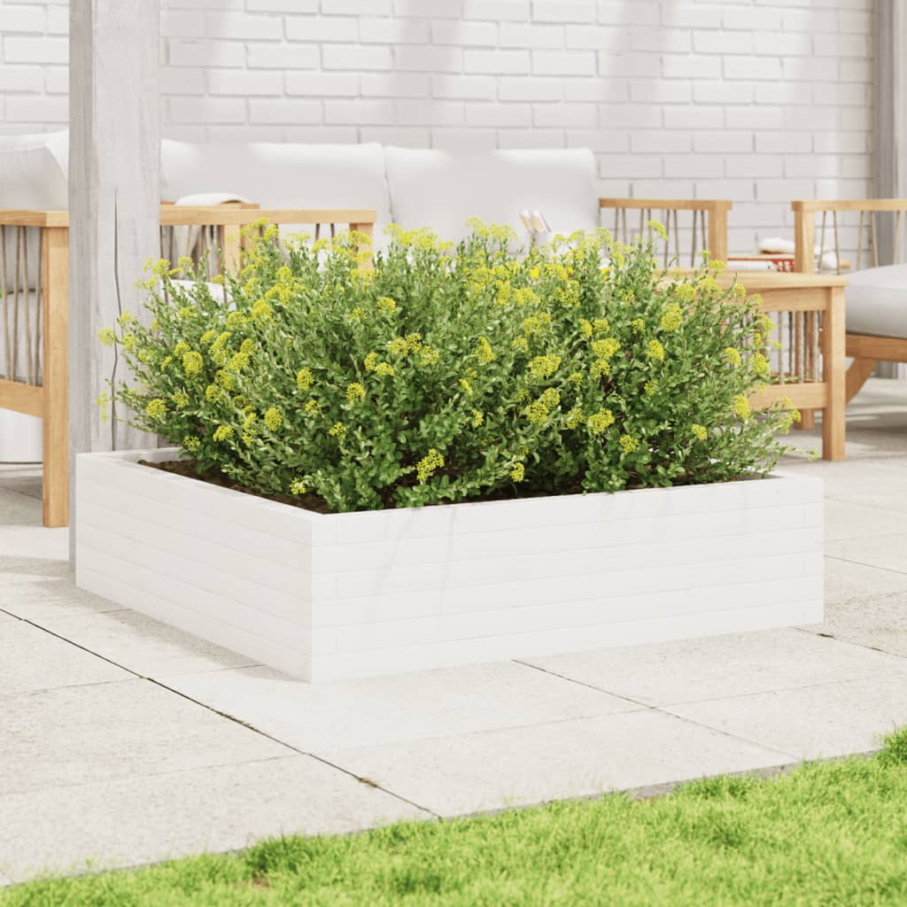 Jardinera De Madera Maciza De Pino Blanca 90x90x23 Cm_2