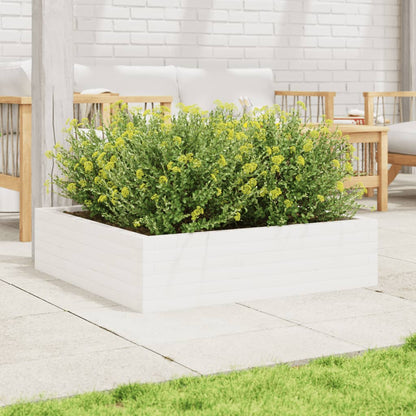 Jardinera De Madera Maciza De Pino Blanca 90x90x23 Cm_2