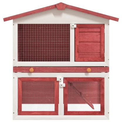 Jaula Conejera Con 3 Puertas Madera Rojo_0