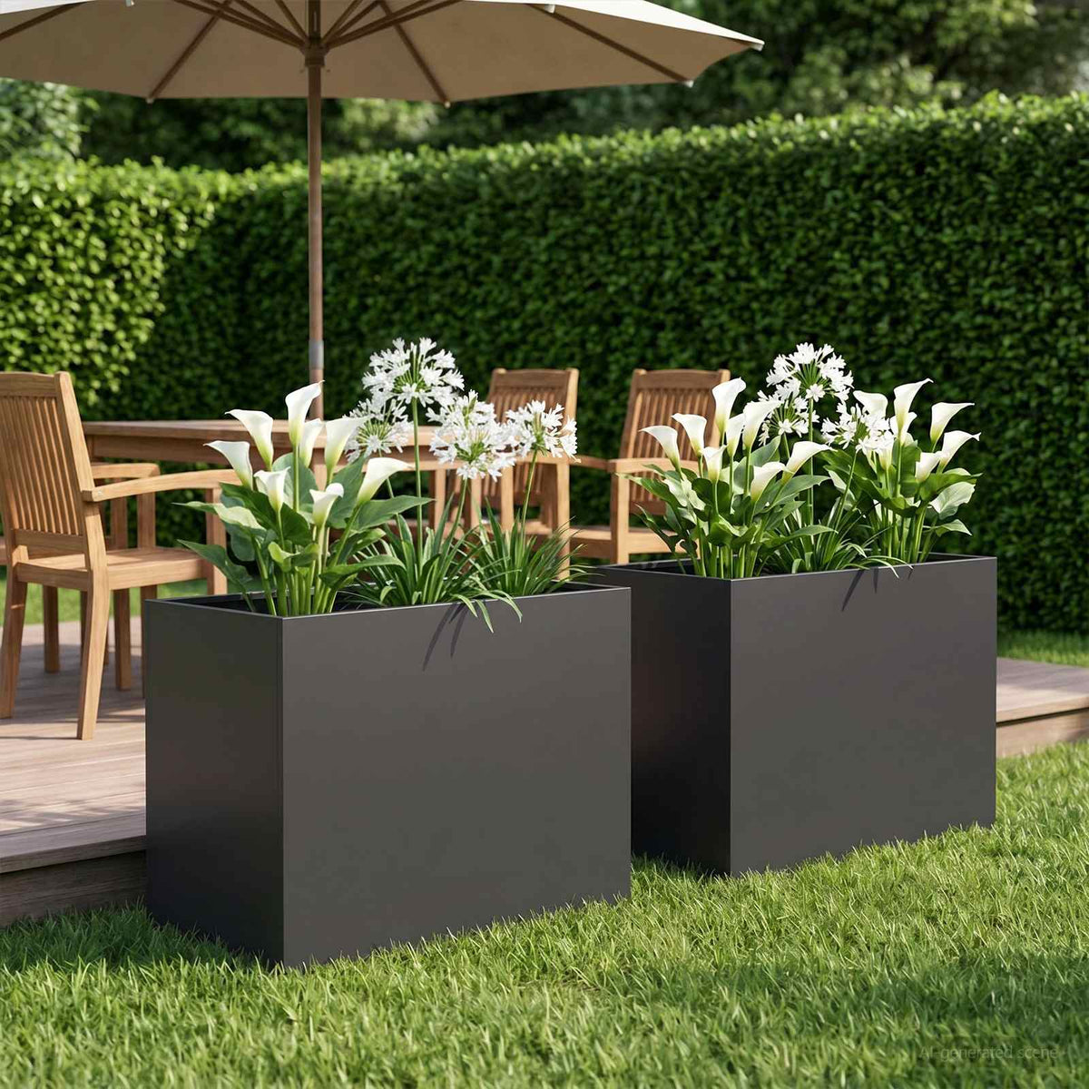 Macetero De Jardín 2 Uds. Negro 60 X 40 X 50 Cm_1